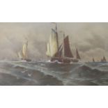 Charles Frederick Allbon (1856-1926), watercolour, Fishing boats at sea, signed, 8 x 13cm