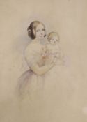 Lady Marion Alford, watercolour, Portrait of the Honourable Mrs Charles Cust, daughter of Lady