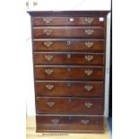 A George III mahogany chest of eight drawers. W-89, D-47, H-142cm.