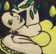 Anita Klein (1960-), limited edition print, Reclining woman and lemons, signed and dated '07, 44/