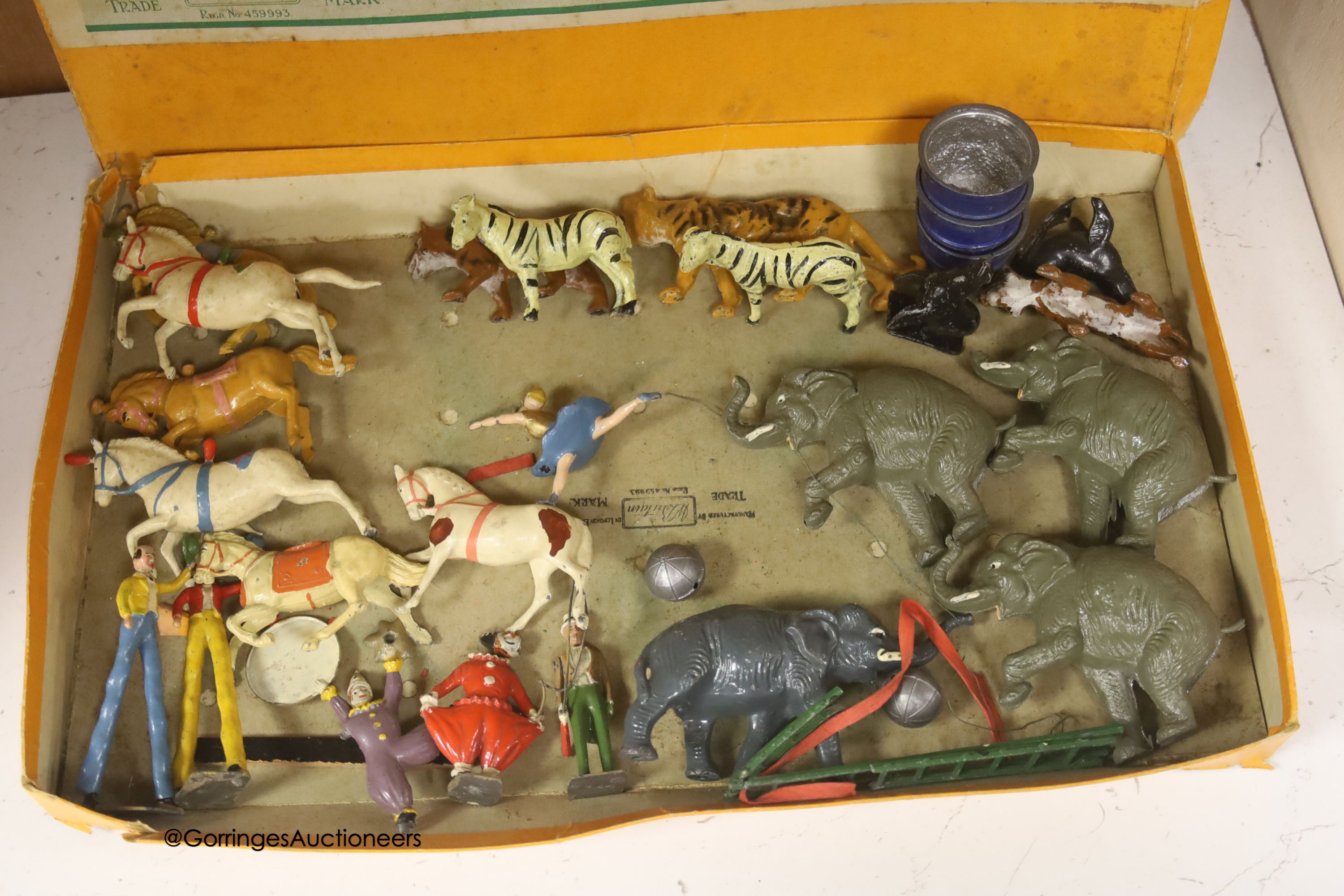 A Britain's Set 1443 Mammoth Circus, 1936-41, in original box and further related items - Image 2 of 5