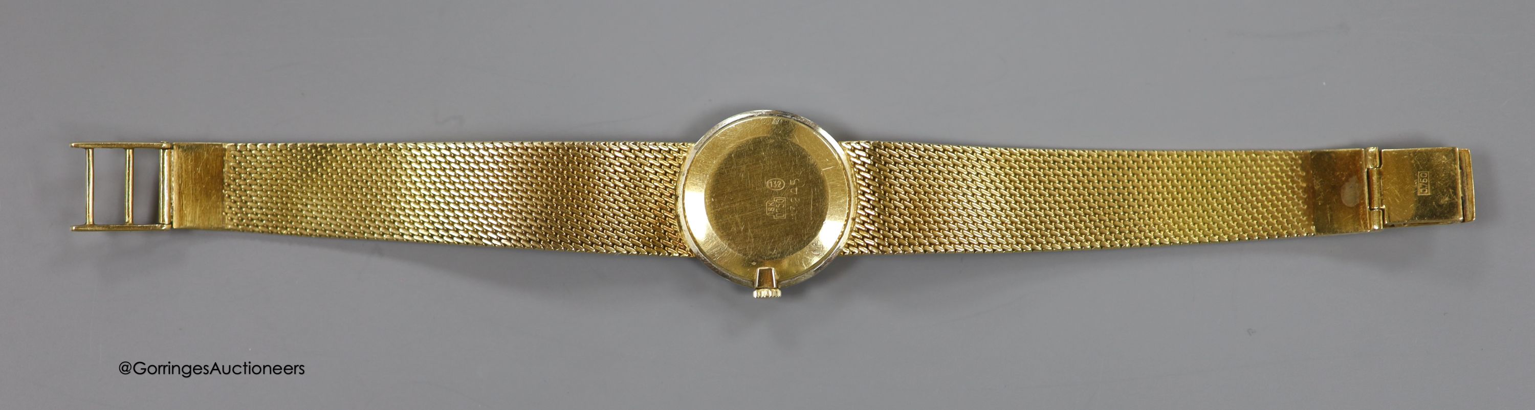 A lady's 18k and diamond set EBP manual wind wrist watch on an integral 750 mesh link bracelet, - Image 3 of 4