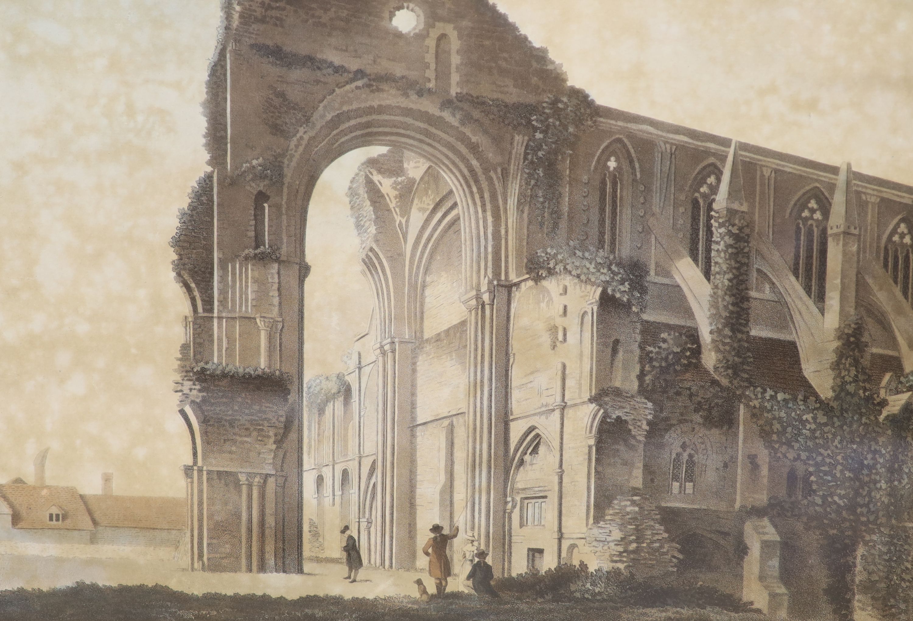 Jukes after Hanks, three coloured aquatints, Views of Malmsbury Abbey, 39 x 48cm - Image 4 of 4