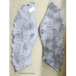 A pair of angel wing garden wall appliques, height 72cm