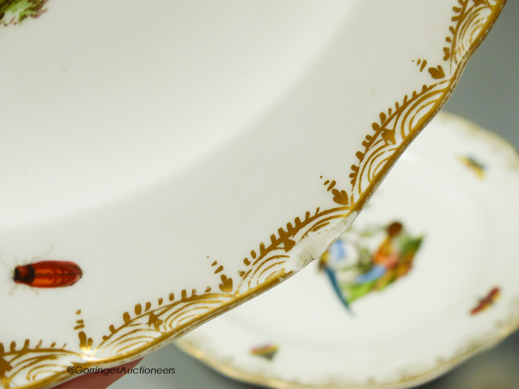 A set of six Meissen dessert dishes, painted with birds,factory seconds, 25.5cm diameter - Image 6 of 8