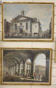 Rooker after Sandby, pair of coloured engravings, The West Front of St Paul's and The Piazza,