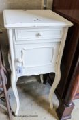 A 19th century French painted bedside cabinet, W-38, D,38, H-83.