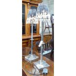 A pair of chrome table lamps with Porcupine quill shades by Andrew Martin, H-75cmon square section