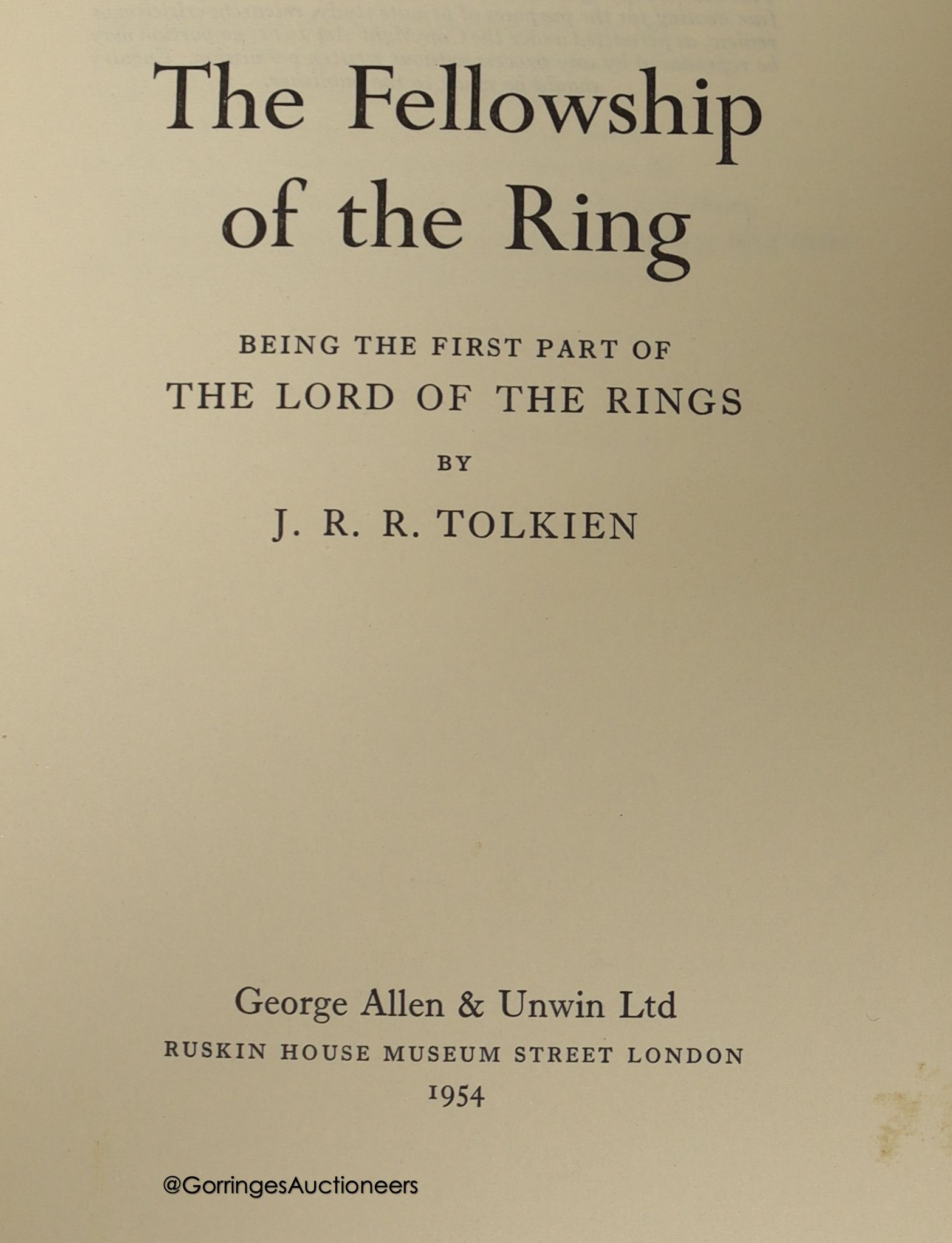 ° Tolkein, J.R. - Lord of The Rings, 1st edition, 1955, in 3 vols, cloth - Image 2 of 4