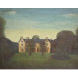 19th century English School, oil on canvas, View of a country house, 38 x 48cm