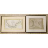 18th century French School, coloured engraving, Map of the Straits of Magellan, 19.5 x 35cm and a