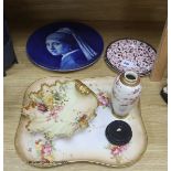 A Doulton tray, a Royal Worcester blush shell dish, 22cm, a Dutch charger and Satsuma vase and two