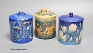 Sally Tuffin for Dennis China Works: a jar decorated with hares, a jar decorated with magnolia