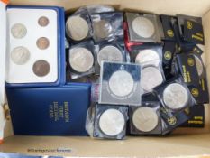 A collection of coins and banknotes, including William and Mary to Queen Elizabeth II copper and