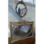 A rectangular Adam style gilt framed wall mirror, width 91cm, height 66cm, together with a smaller