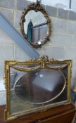 A rectangular Adam style gilt framed wall mirror, width 91cm, height 66cm, together with a smaller