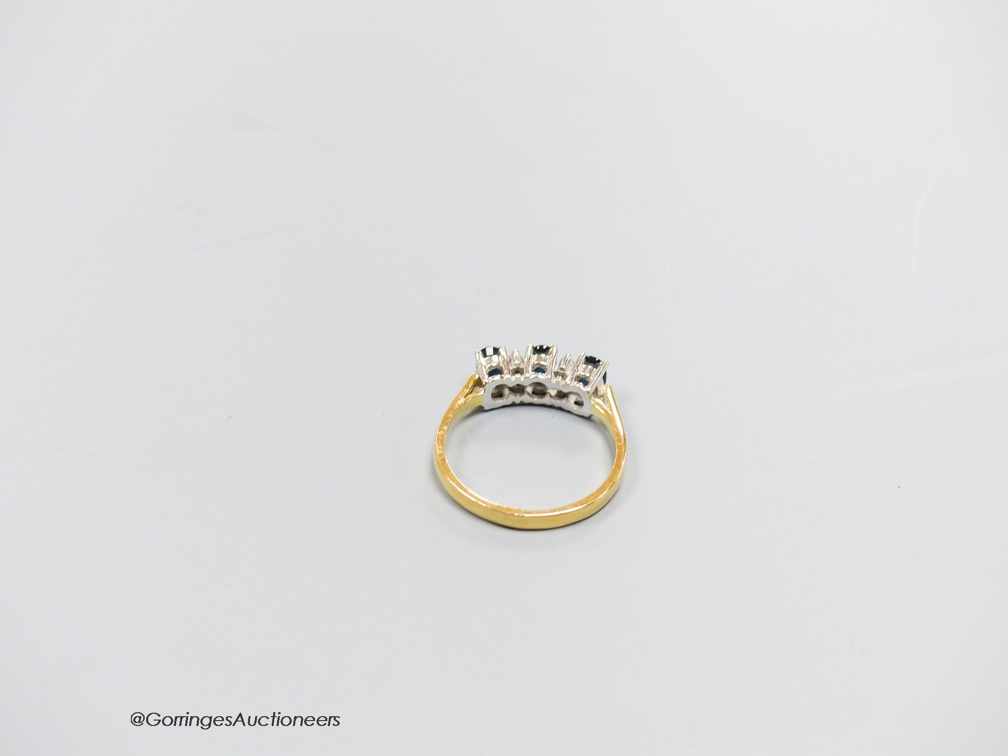 An 18ct gold sapphire and diamond dress ring, size N, gross 3.4g. - Image 3 of 3