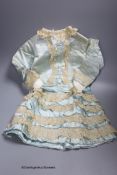 A Victorian silk and lace bordered dress