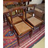 A part set of three Regency stained beech side chairs and another similar chair