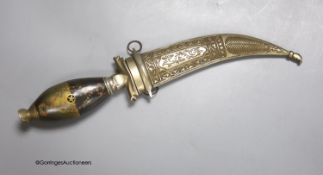 A Middle Eastern dagger, with inlaid horn handle, in sheath