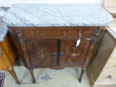 A French green marble topped commode, width 93cm, depth 41cm, height 92cm