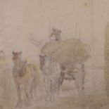 Nathaniel Hughes John Baird (1865-1936), watercolour, Haymaking, carting and stacking, COA verso,