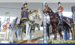A large Dresden porcelain Waterloo Centenary equestrian group of the Duke of Wellington, retailers