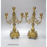 A pair of 19th century French ormolu candelabra, height 34cm