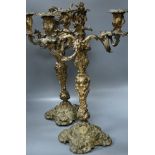 A pair of 19th century Louis XV style ormolu candelabra, 57 cm high