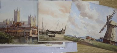 John Christopher Temple Willis R.I. (1900-1969), three watercolour views, signed,including 'Sutton