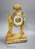 A 19th century French marble and gilt metal mantel clock, with key and pendulum, height 42.5cm