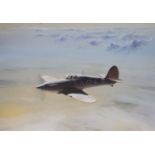 Gerald Coulson (1926-), gouache, Hurricane in flight, signed, 37 x 52cm