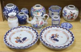 A group of mixed Chinese ceramics including a and 18th century famille rose teapot and four Samson