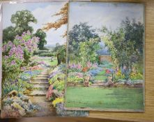Theresa Sylvester Stannard (1898-1947), study of a country garden, signed and another watercolour