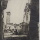 Hester Frood (1892-1971), etching, Market Place, Besano, signed in pencil, 25 x 25cm