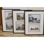 19th century German School, six watercolours, Studies of a horse and cart, a saddled horse and