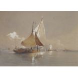 Robert Taylor Pritchett (1823-1907), watercolour, Sail barges off Venice, signed, 17 x 24cm