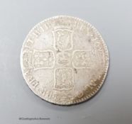 A William III halfcrown, 1697, edge Nono, haymarks otherwise about F