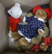 Eight assorted modern bears including two Boyds and a modern yellow bear