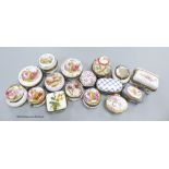 Sixteen porcelain pill boxes