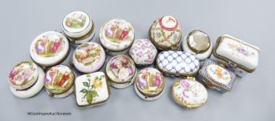 Sixteen porcelain pill boxes