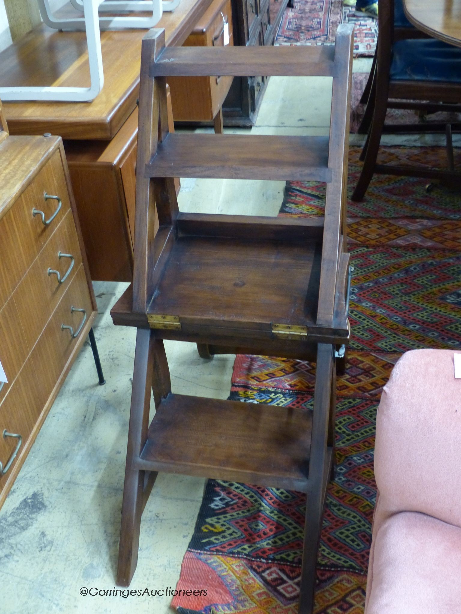 A reproduction mahogany metamorphic library chair - Image 2 of 2