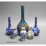 A group of six 19th / 20th century Chinese or Japanese vases, tallest 24cm