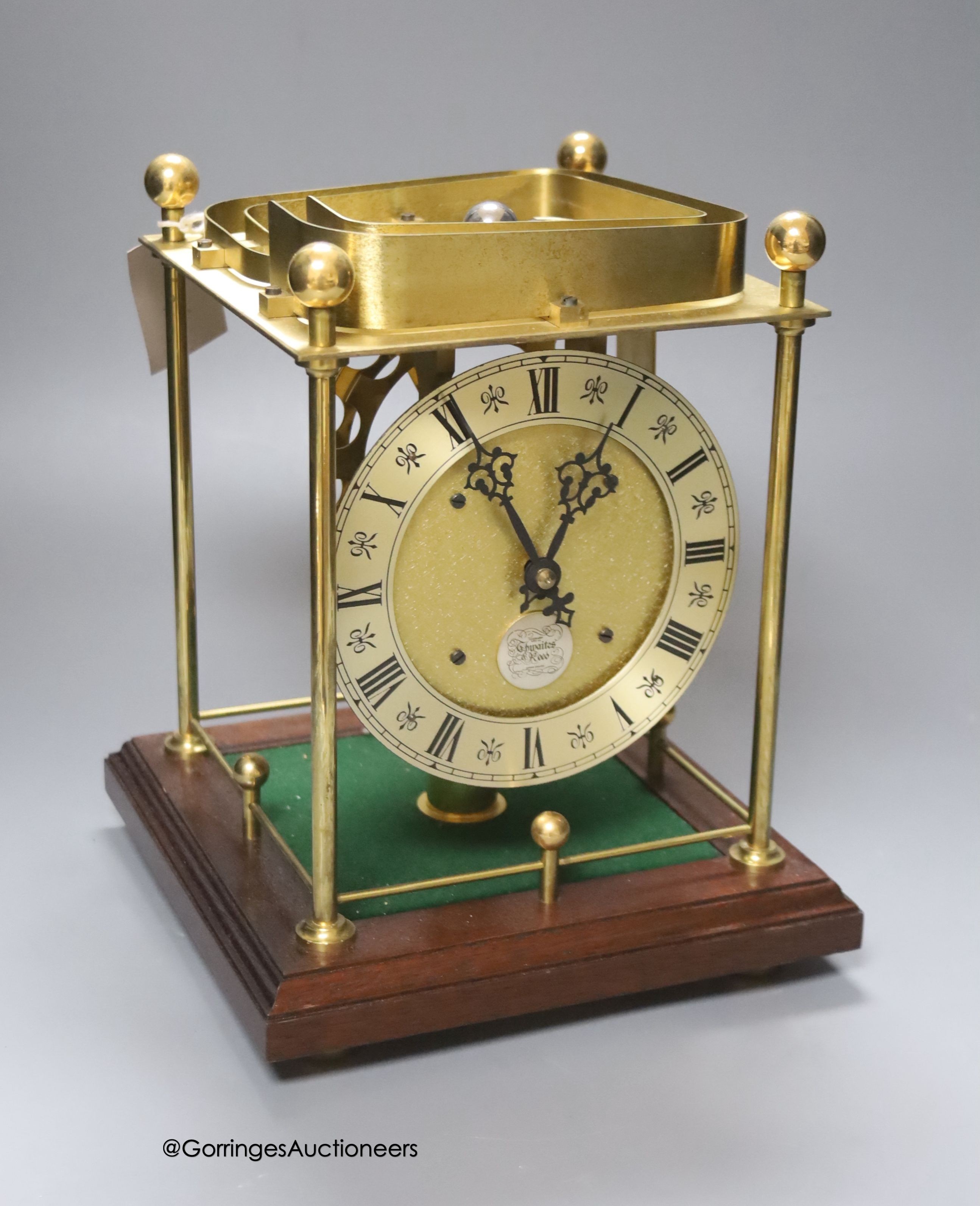 A Thwaites & Reed rolling ball timepiece, height 27cm