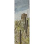 Frederick Donald Blake (1908-1977), watercolour, Fence posts on sand dunes, signed, 47 x 17cm