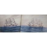 W* Pearson (20th century), watercolour, study of a sailing ship, signed and another by the same