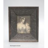 A 19th century frame, constructed with Chinese ebony relief carvings, 17 x 15cm overall