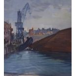 Charles Cundall (1890-1971), watercolour, Dockyard scene, unsigned, 34 x 32cm