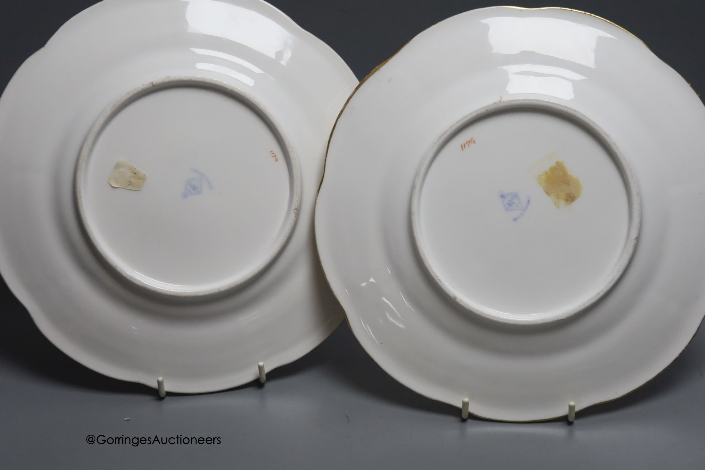 A pair Victorian dessert plates, a Parian Ware group, 'Bathtime', a Limoges box with hinged cover - Image 6 of 6