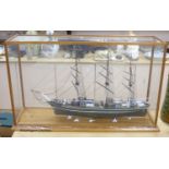 A model of a clipper ship in glazed case(some faults)